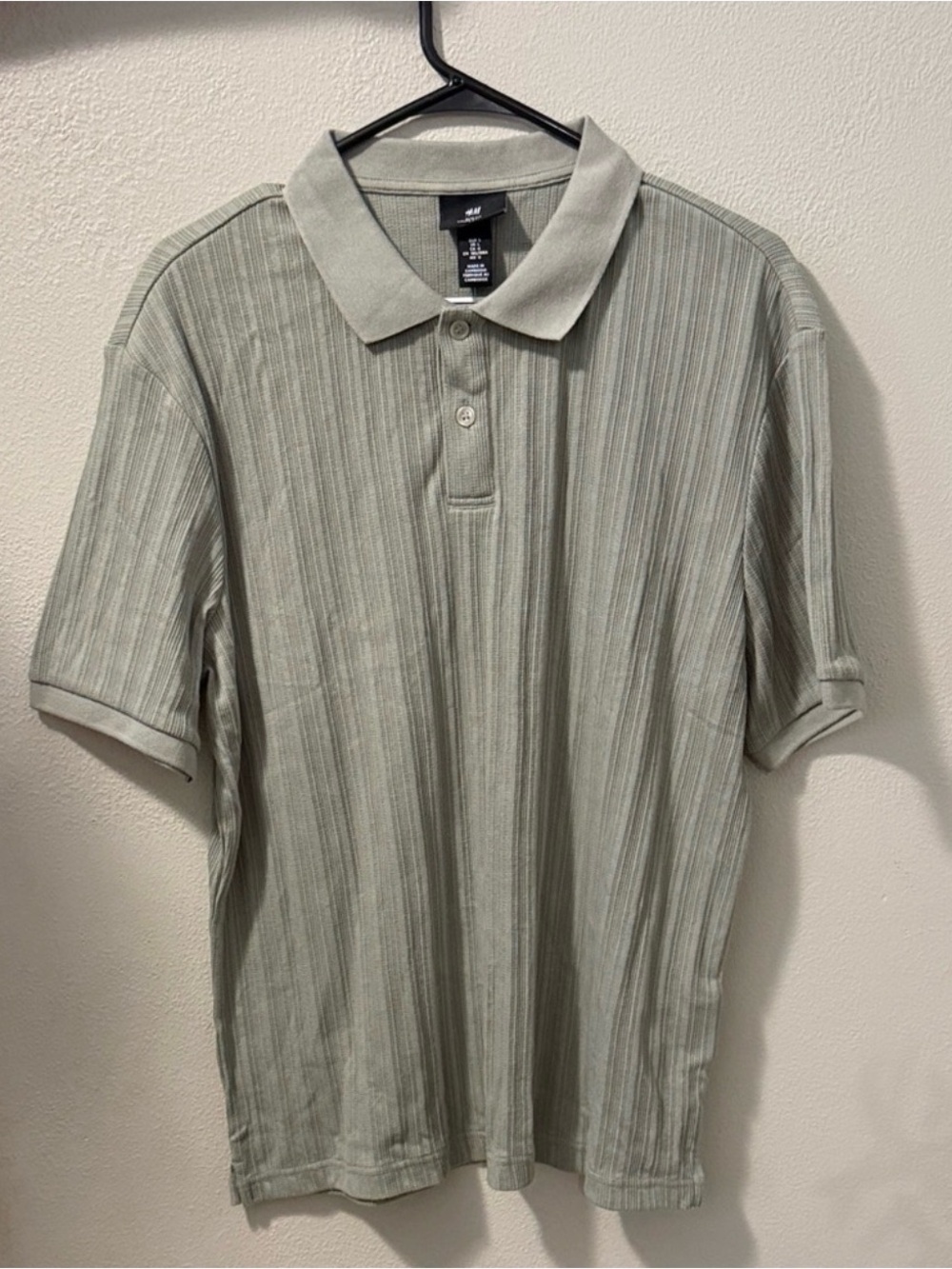 H&M Men's Light Green Polo Shirt